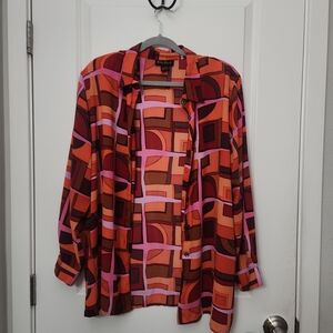 5/$30 Ashley Stewart Multicolor Geometric Blouse